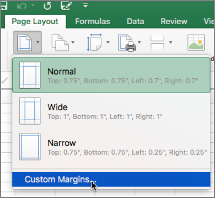 excel for mac page setup vs print setup